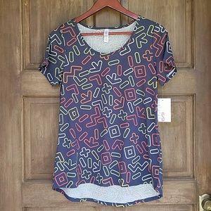 Lularoe Classic T NWT S Dark Gray Geo Sign Print